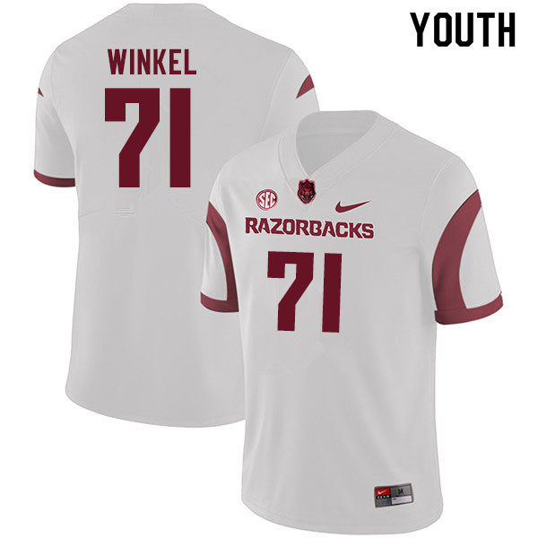 Youth #71 Ryan Winkel Arkansas Razorbacks College Football Jerseys Sale-White - Click Image to Close